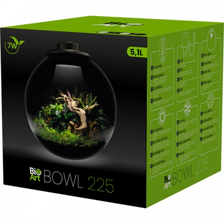 BIOART Bowl 225 LED Nano Garden - Noir - Terrarium Livré Complet - 5,1 Litres