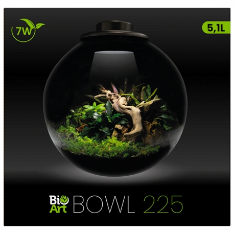 BIOART Bowl 225 LED Nano Garden - Noir - Terrarium Livré Complet - 5,1 Litres