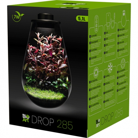 BIOART Drop 285 LED Nano Garden - Noir - Terrarium Livré Complet - 5,1 Litres