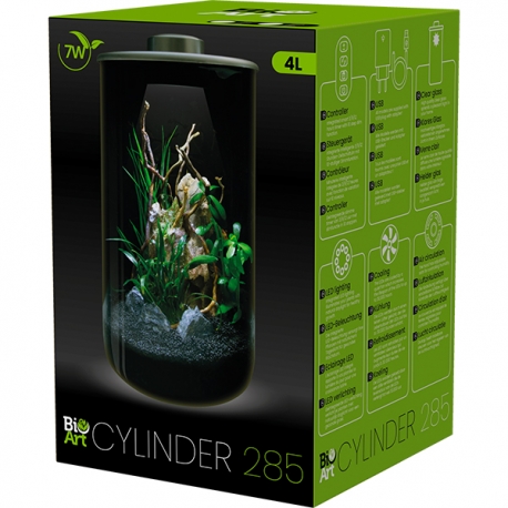 BIOART Cylinder 285 LED Nano Garden - Noir - Terrarium Livré Complet - 4 Litres